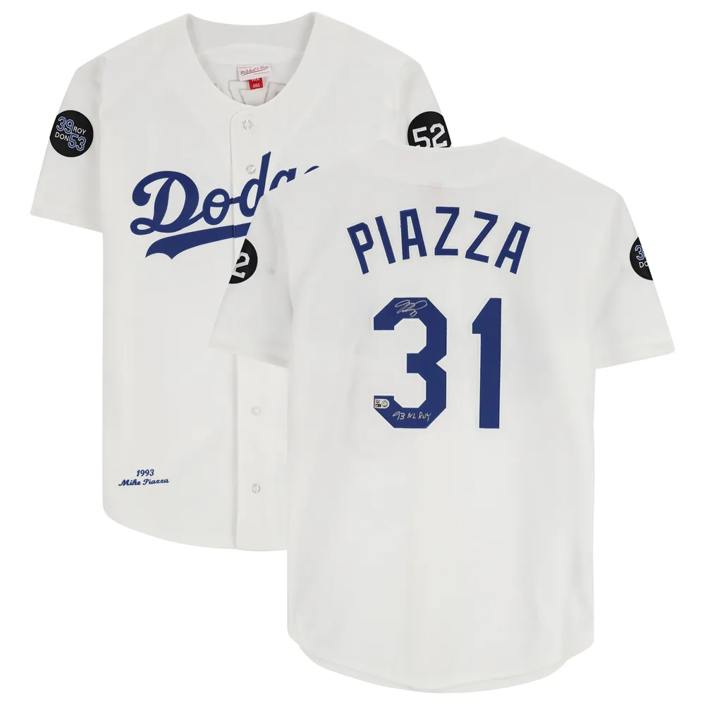 Mike Piazza Autographed Mitchell and Ness White Authentic Dodgers Jers