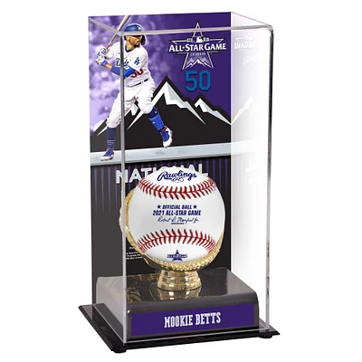 Vitrine de présentation des gants dorés du match des étoiles de la MLB 2021 des Dodgers de Los Angeles de Mookie Betts avec image