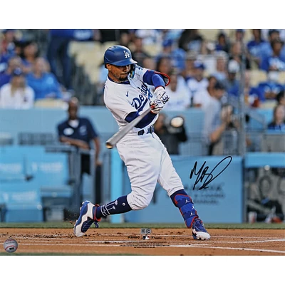 Mookie Betts Los Angeles Dodgers Autographed 16" x 20" White Jersey Hitting Photograph