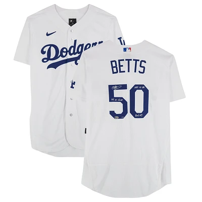Mookie Betts Los Angeles Dodgers Autographed 2024 World Series Champions White Nike Authentic Jersey with Multiple Inscriptions - Limited Edition of 25