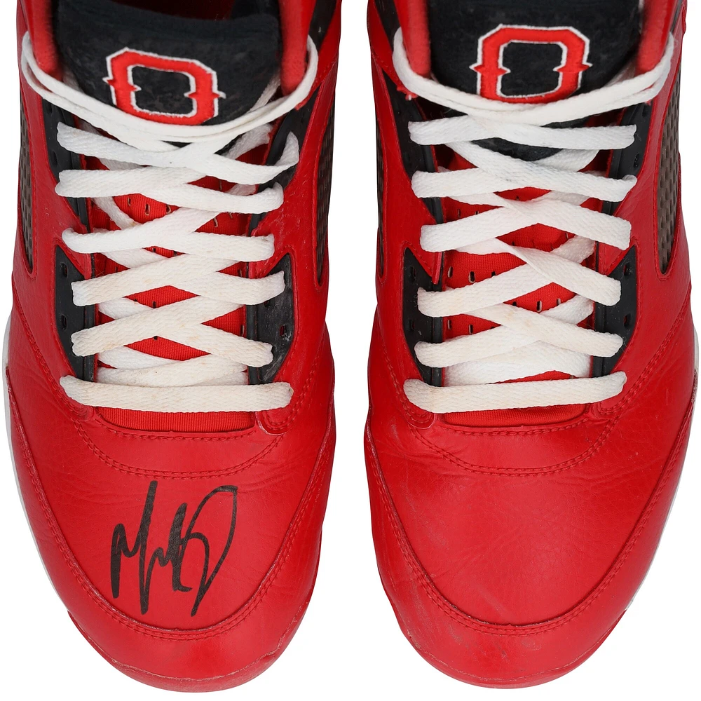 Mookie Betts Los Angeles Dodgers Autographed Game-Used Red Jordan Brand Cleats from the 2024 MLB Season - XJ05532902-03