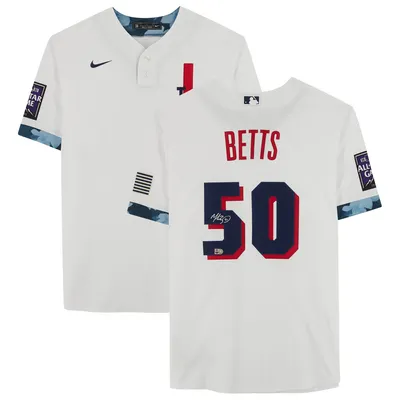 Lids Mookie Betts Los Angeles Dodgers Fanatics Authentic Unsigned Bats  White Jersey at the 2022 MLB All-Star Game Photograph
