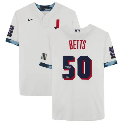 Mookie Betts Los Angeles Dodgers Unsigned Bats in White Jersey at The 2022 MLB All-Star Game Photograph