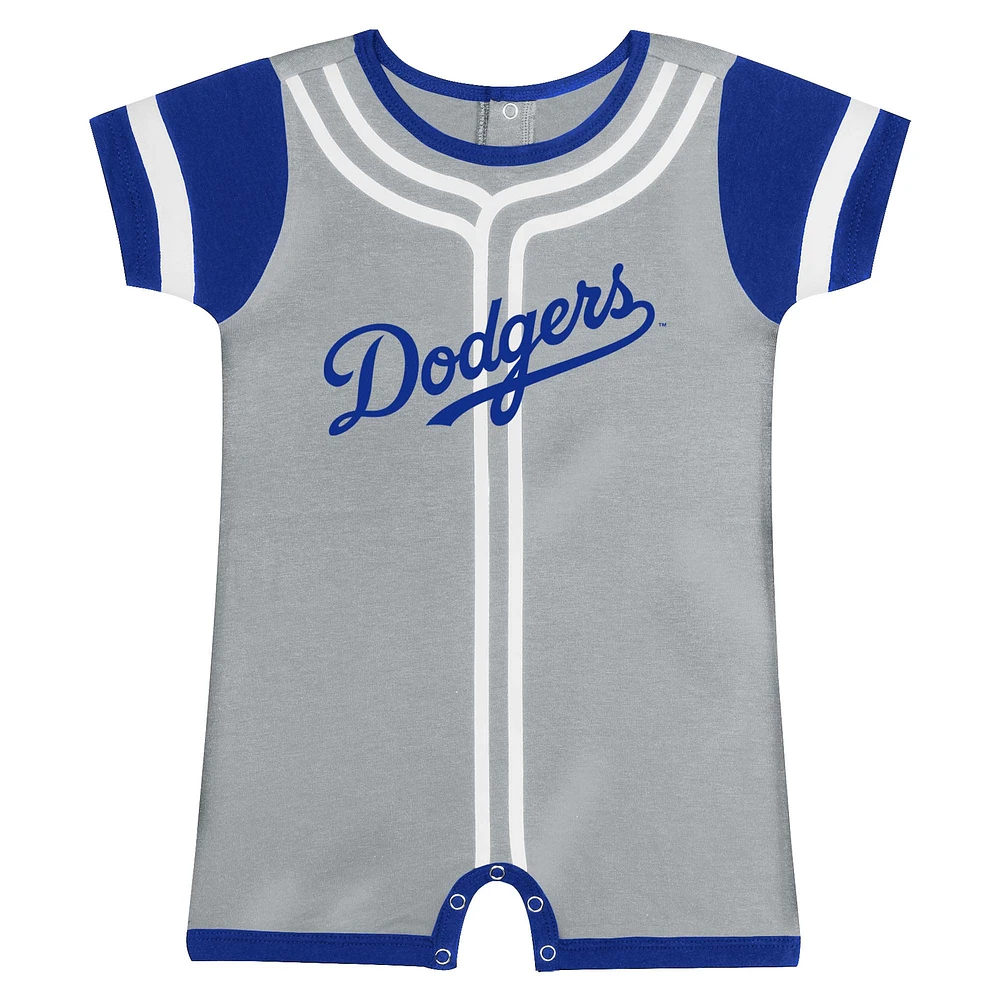 Newborn & Infant Fanatics Gray Los Angeles Dodgers Fast Pitch Romper