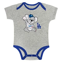 Newborn & Infant Gray/White Los Angeles Dodgers Two-Pack Play Ball Bodysuit Set