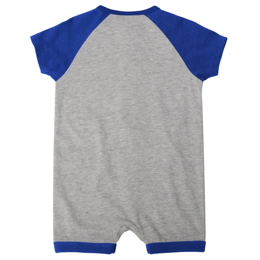 Newborn & Infant Heather Gray Los Angeles Dodgers Extra Base Hit Raglan Full-Snap Romper