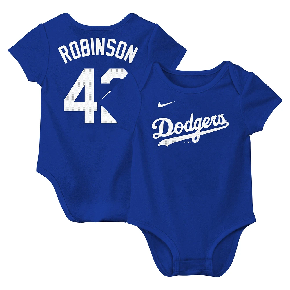 Body Nike Jackie Robinson Royal Los Angeles Dodgers Fuse avec nom et numéro pour nouveau-né nourrisson