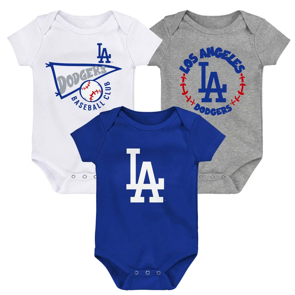 Lids Los Angeles Dodgers Newborn & Infant Biggest Little Fan 3-Pack  Bodysuit Set - Royal/White/Heather Gray