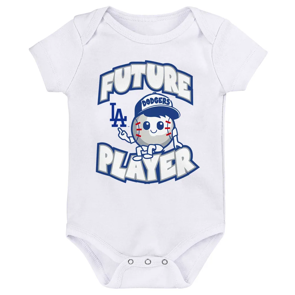 Newborn & Infant Royal/White/White Los Angeles Dodgers Minor League Player Three-Pack Bodysuit Set