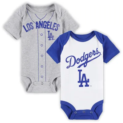 Los Angeles Dodgers Newborn & Infant Little Slugger Two-Pack Bodysuit Set - White/Heather Gray