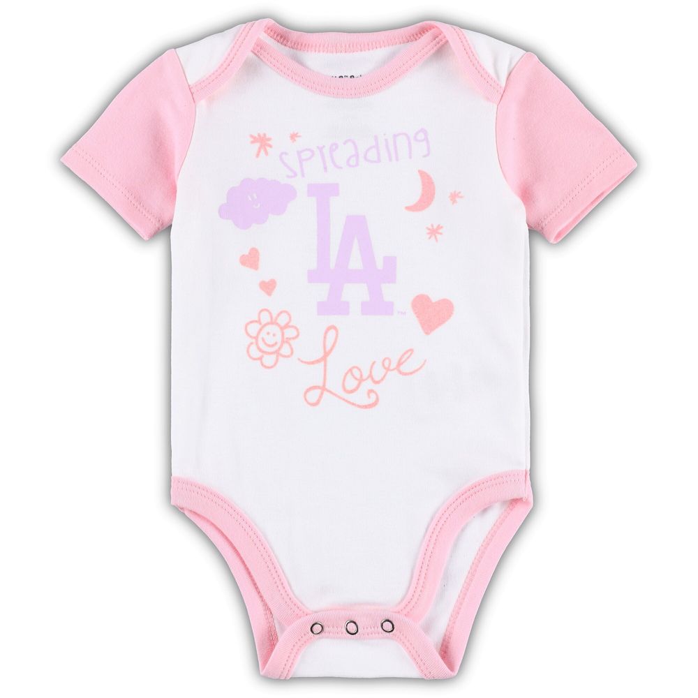 Newborn & Infant White/Pink Los Angeles Dodgers Spreading Love Bodysuit Tutu with Leggings Set