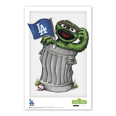 Affiche imprimée Oscar the Grouch des Dodgers de Los Angeles 11" x 17 " de Sesame Street