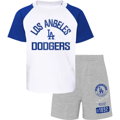 Outerstuff Preschool Gray/Blue Los Angeles Dodgers Stealing Homebase 2.0 T- Shirt & Shorts Set