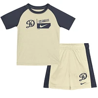 Ensemble t-shirt et short Nike crème pour enfants d'âge préscolaire Los Angeles Dodgers 2024 City Connect