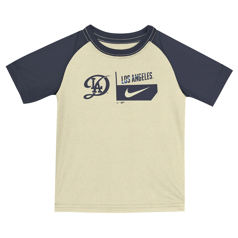 Ensemble t-shirt et short Nike crème pour enfants d'âge préscolaire Los Angeles Dodgers 2024 City Connect