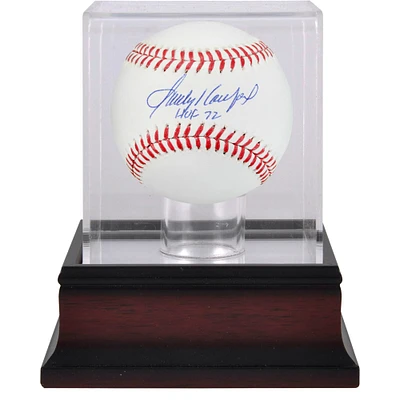 Sandy Koufax Los Angeles Dodgers Autographed Baseball with "HOF 72" Inscription and Mahogany Display Case