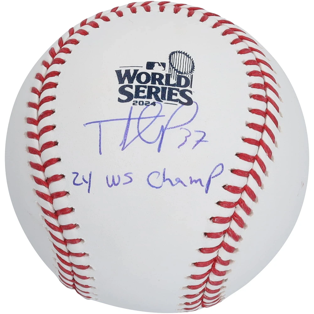 Teoscar Hernandez Los Angeles Dodgers Autographed 2024 World Series Logo Baseball with "24 WS Champs" Inscription