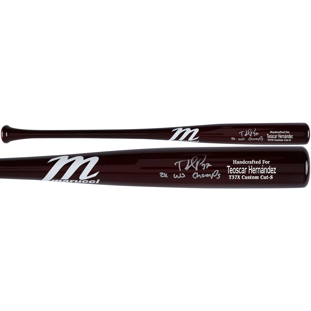 Teoscar Hernandez Los Angeles Dodgers Autographed Marucci Game Model Bat with "24 WS Champs" Inscription