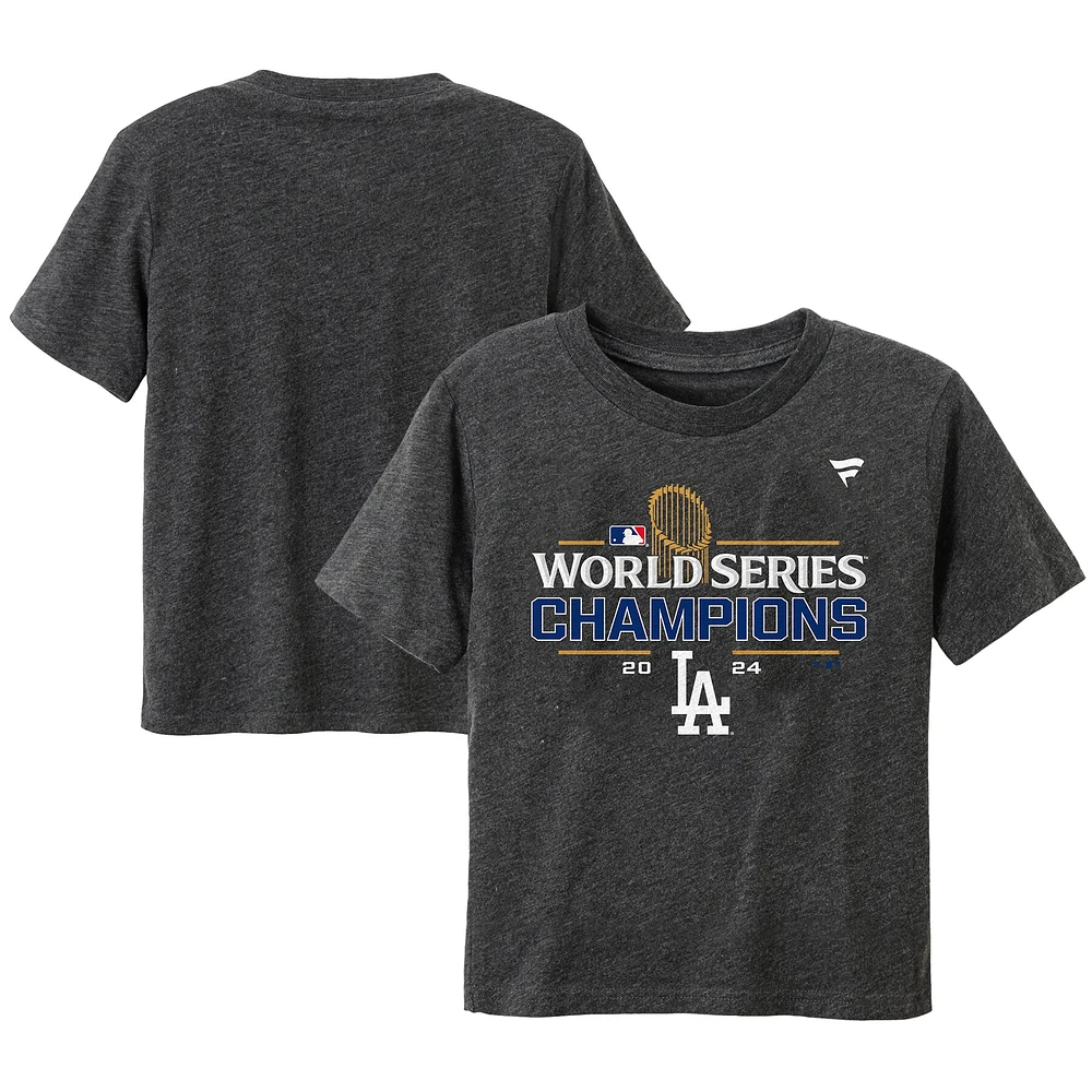 T-shirt fanatique pour tout-petits Heather Charcoal Los Angeles Dodgers Champions de la Série mondiale 2024