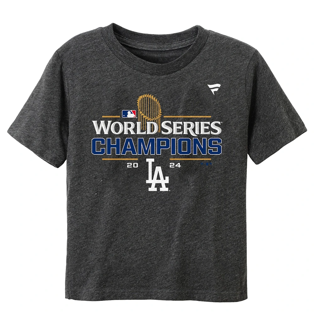 T-shirt fanatique pour tout-petits Heather Charcoal Los Angeles Dodgers Champions de la Série mondiale 2024