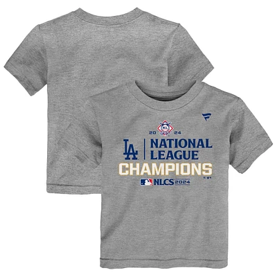 T-shirt fanatique pour tout-petits Heather Gray Los Angeles Dodgers Champions de la Ligue nationale 2024