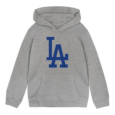 Toddler Heather Gray Los Angeles Dodgers Primary Logo Fleece Pullover Hoodie