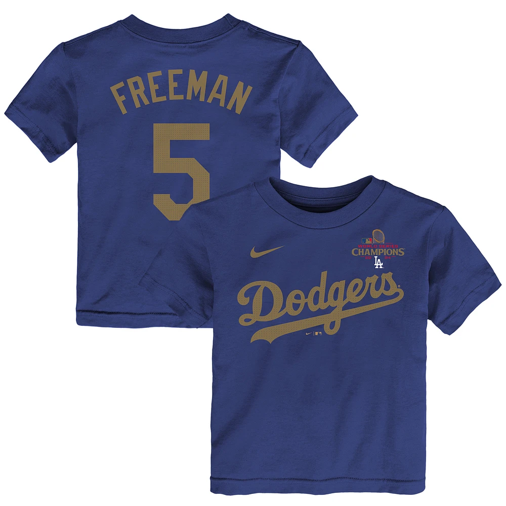 Toddler Nike Freddie Freeman Royal Los Angeles Dodgers 2025 Gold Collection Name & Number T-Shirt