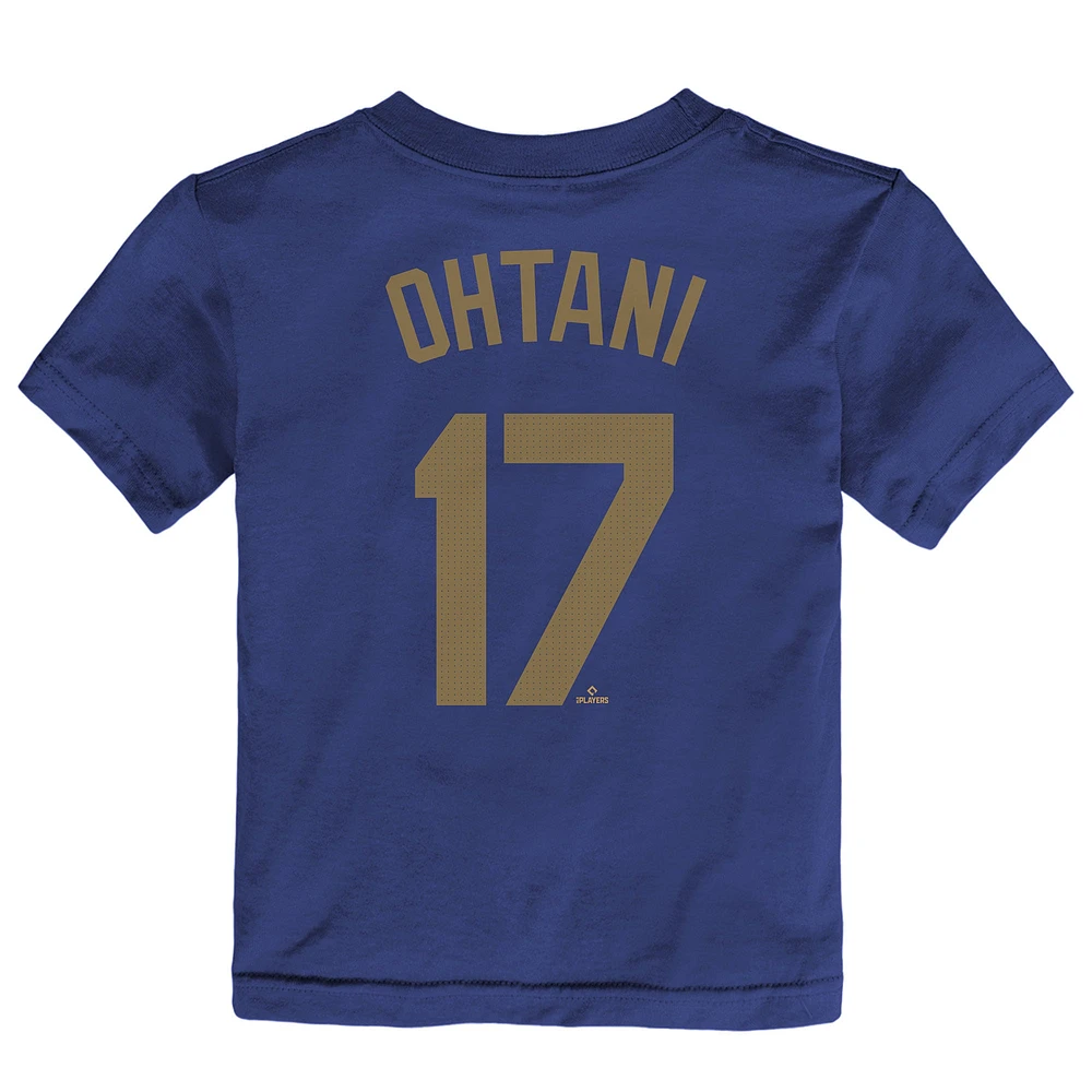 Toddler Nike Shohei Ohtani Royal Los Angeles Dodgers 2025 Gold Collection Name & Number T-Shirt