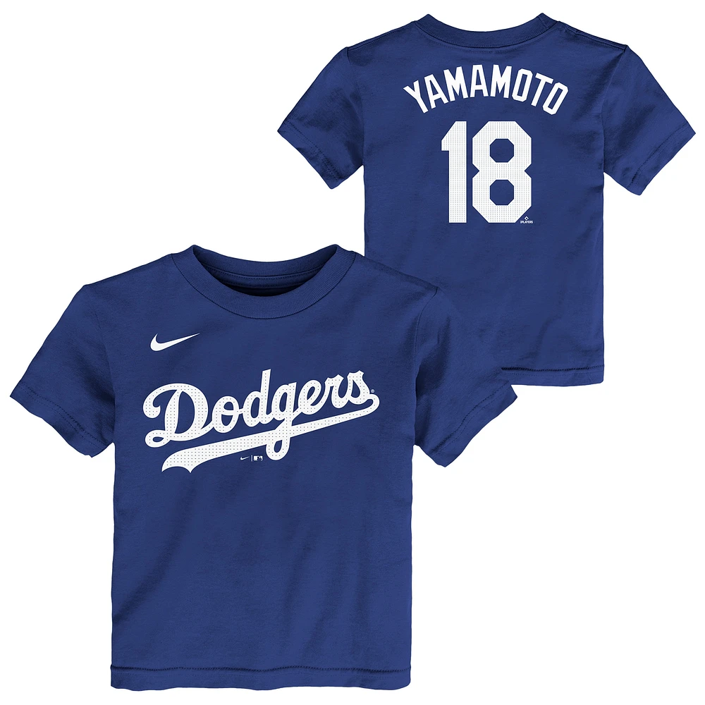 T-shirt Nike Yoshinobu Yamamoto Royal Los Angeles Dodgers avec nom et numéro pour tout-petit