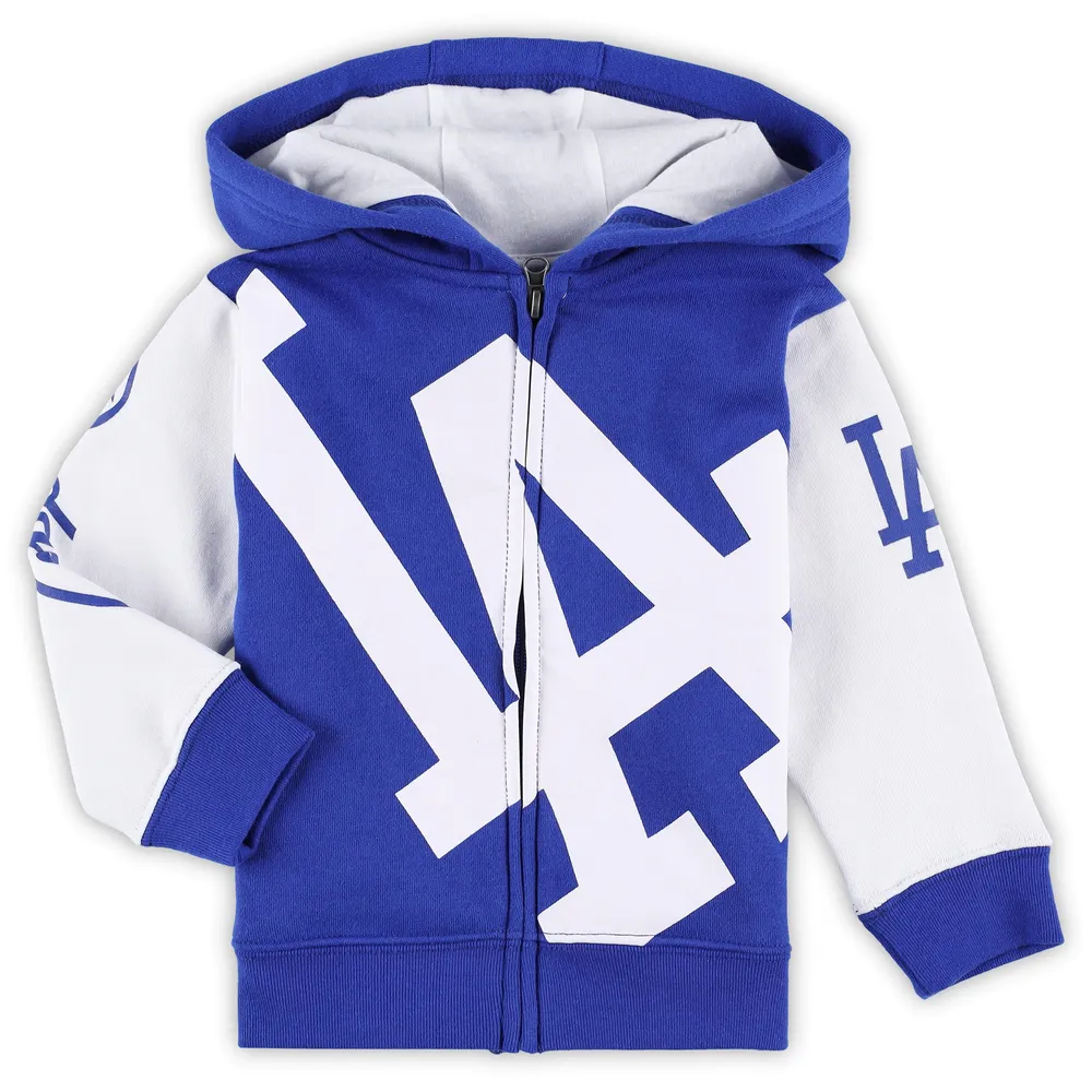 Stitches Men's Stitches Heathered Royal Los Angeles Dodgers Raglan Short  Sleeve Pullover Hoodie