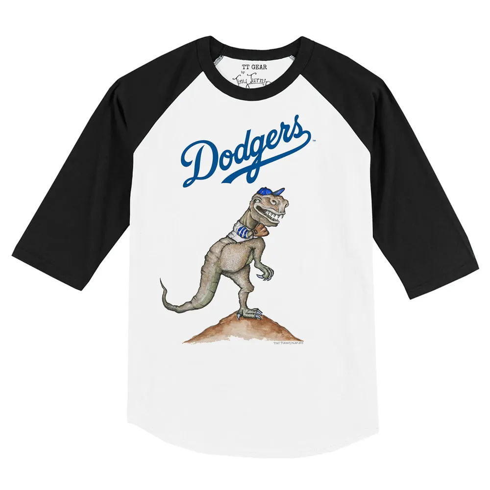 Lids Los Angeles Dodgers Tiny Turnip Toddler TT Rex Raglan 3/4 Sleeve T- Shirt - White/Black