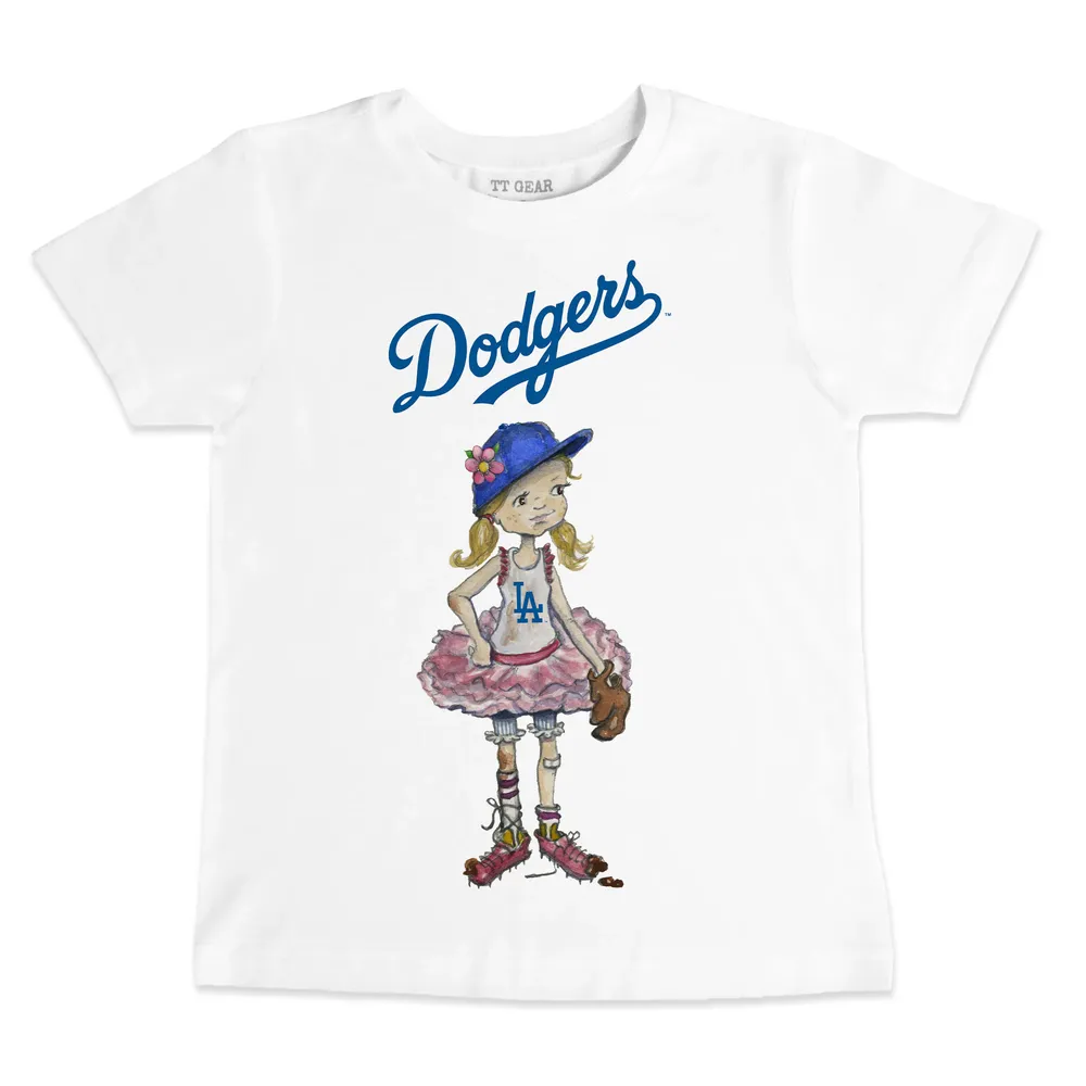 Los Angeles Dodgers Tiny Turnip toddler baseball flag shirt