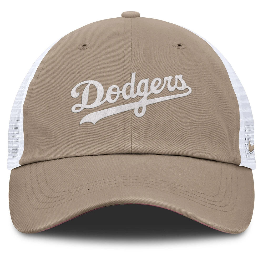 Unisex Nike Khaki/White Los Angeles Dodgers Club Trucker Adjustable Hat