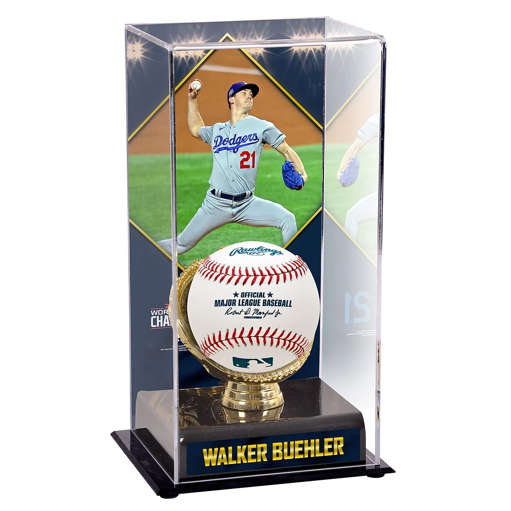 Vitrine de présentation sublimée Walker Buehler Los Angeles Dodgers Champions de la série mondiale MLB 2020 avec image