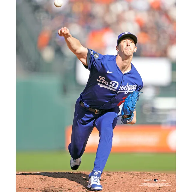 Walker Buehler Los Angeles Dodgers Unsigned White Jersey Pitching Photograph