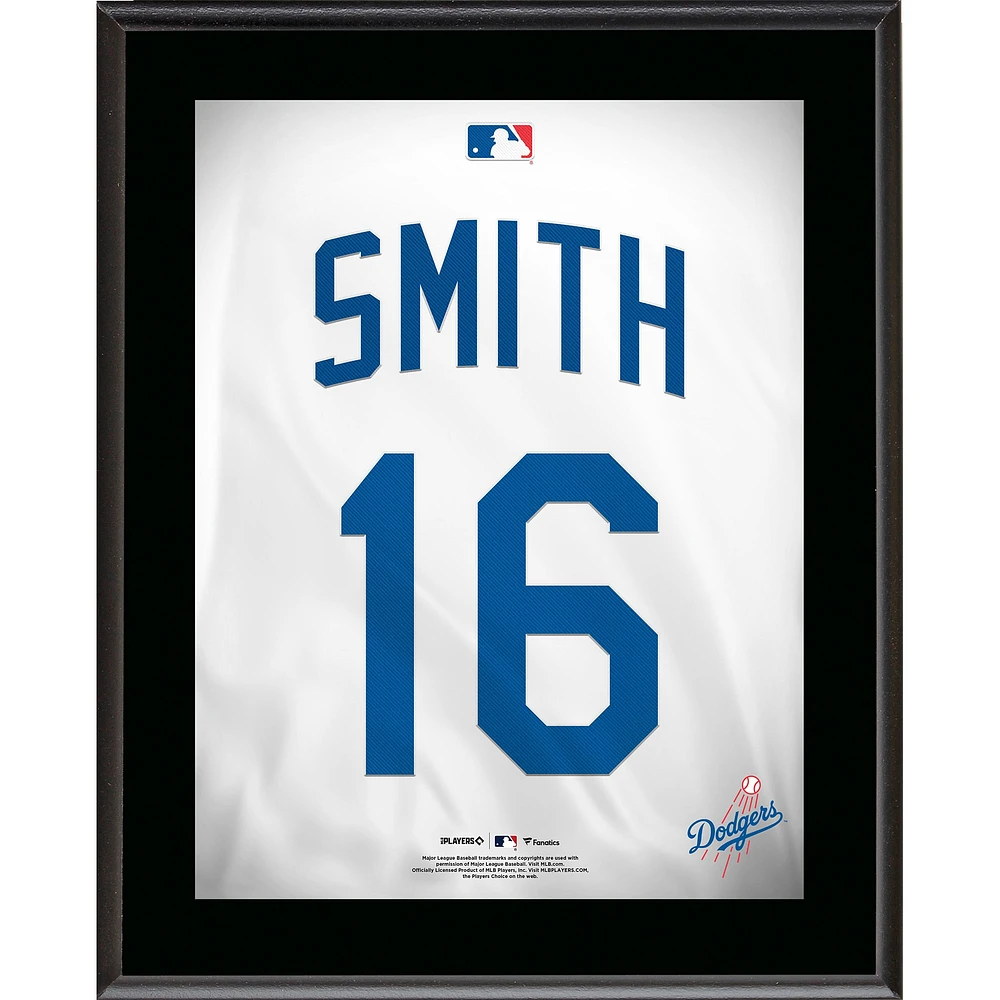 Plaque de joueur sublimée avec numéro de maillot Will Smith des Dodgers de Los Angeles 10,5" x 13"