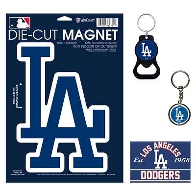 Lot de 4 porte-clés et aimants WinCraft Los Angeles Dodgers
