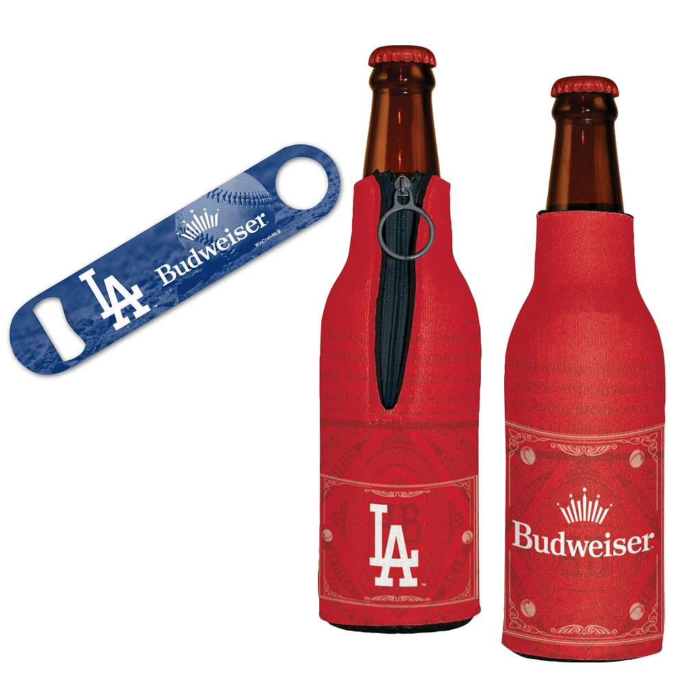 WinCraft Los Angeles Dodgers MLB x Budweiser Ouvre-bouteille et 2 refroidisseurs de bouteilles