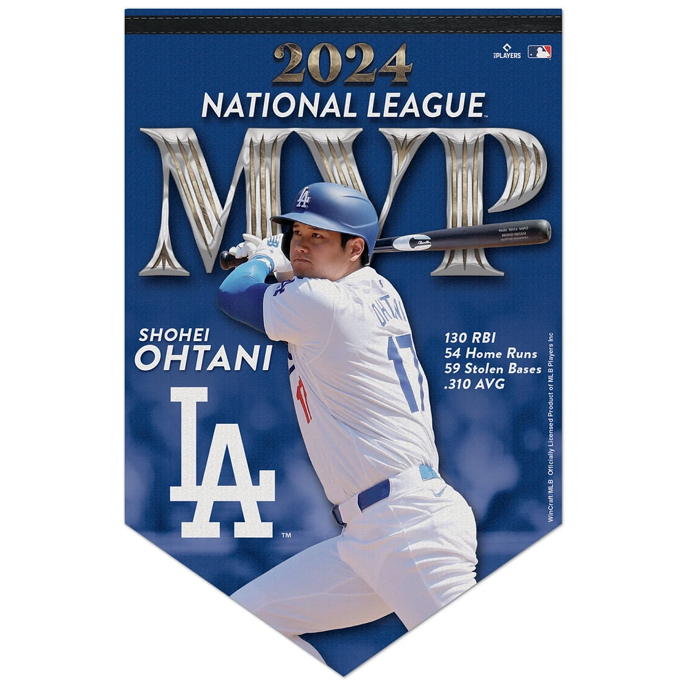 Bannière premium WinCraft Shohei Ohtani des Dodgers de Los Angeles 2024 de la Ligue nationale MVP 17" x 26"