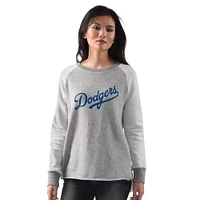 Sweat-shirt à col rond raglan G-III 4Her de Carl Banks pour femme, gris chiné, des Dodgers Los Angeles