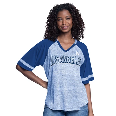 Haut surdimensionné à manches mi-longues et col en V G-III 4Her par Carl Banks Royal Los Angeles Dodgers Hall of Fame pour femme