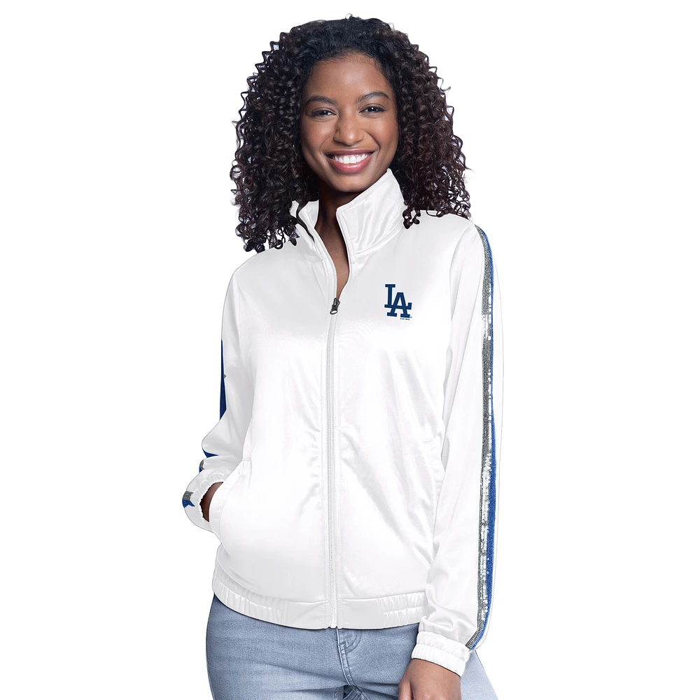 Veste de survêtement entièrement zippée G-III Sports by Carl Banks blanche Los Angeles Dodgers Gear II pour femme