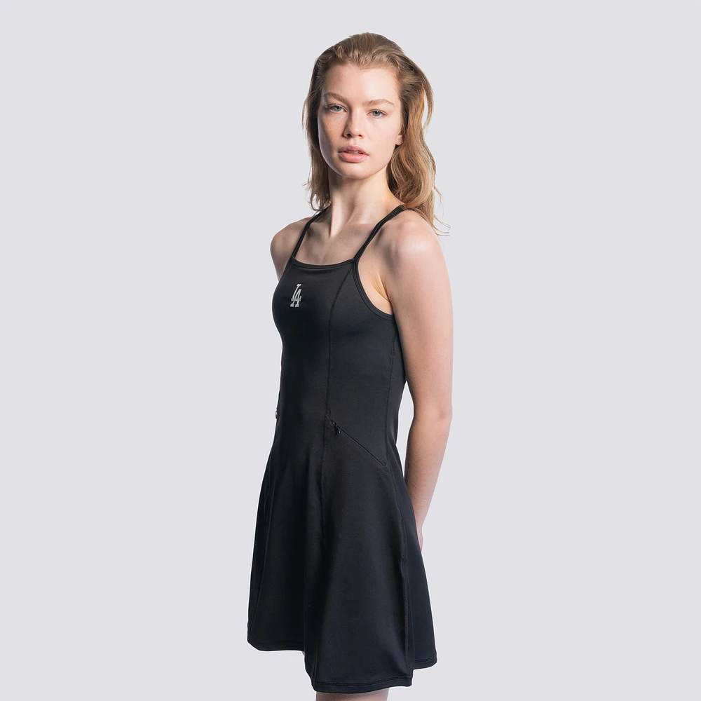 Women's Lusso  Black Los Angeles Dodgers Ciara Strappy Dress