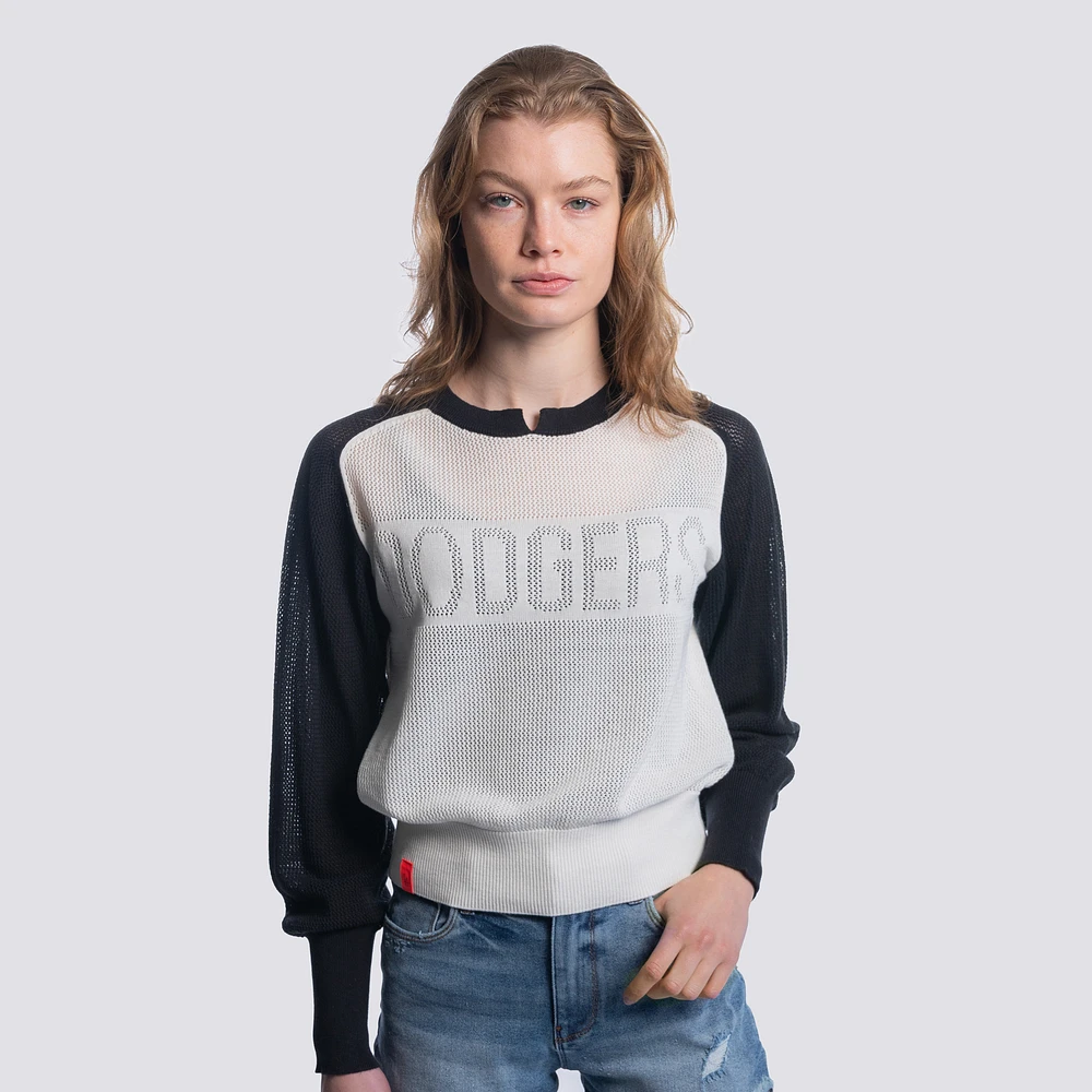 Pull à col cranté en maille Seraphina bleu marine pour femme des Dodgers de Los Angeles Lusso