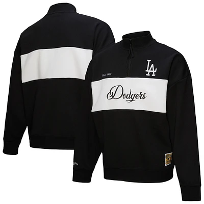 Women's Mitchell & Ness Black Los Angeles Dodgers Cooperstown Collection Quarter-Zip Pullover Top