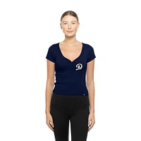Women's New Era  Navy Los Angeles Dodgers Cropped Summer City Connect V-Neck T-Shirt