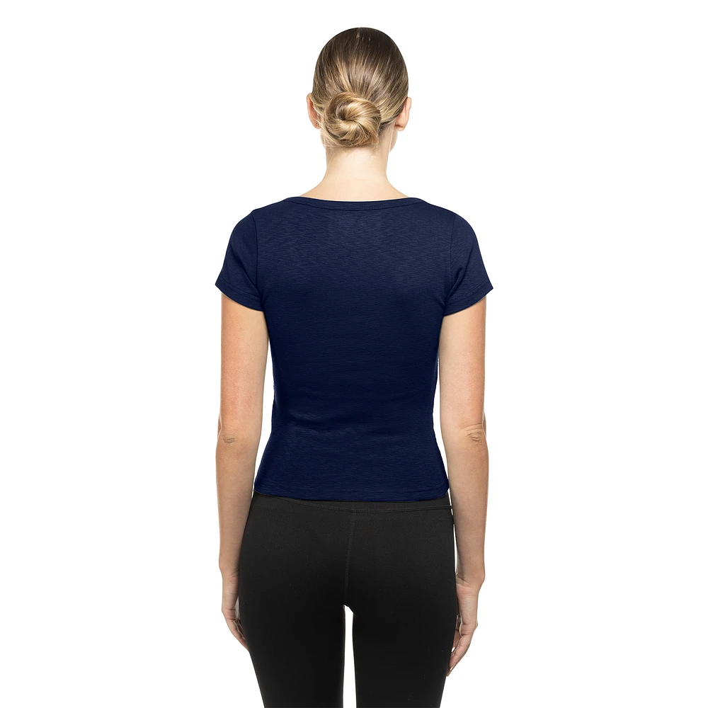 Women's New Era  Navy Los Angeles Dodgers Cropped Summer City Connect V-Neck T-Shirt