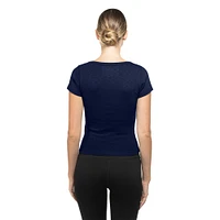Women's New Era  Navy Los Angeles Dodgers Cropped Summer City Connect V-Neck T-Shirt