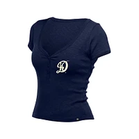 Women's New Era  Navy Los Angeles Dodgers Cropped Summer City Connect V-Neck T-Shirt