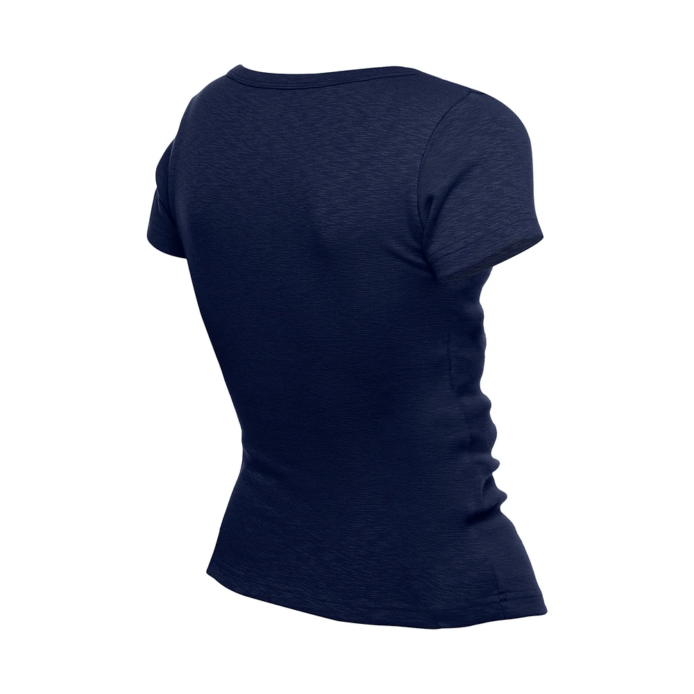 Women's New Era  Navy Los Angeles Dodgers Cropped Summer City Connect V-Neck T-Shirt